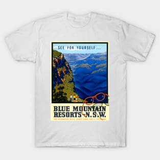 Vintage Travel Poster Australia Blue Mountains T-Shirt